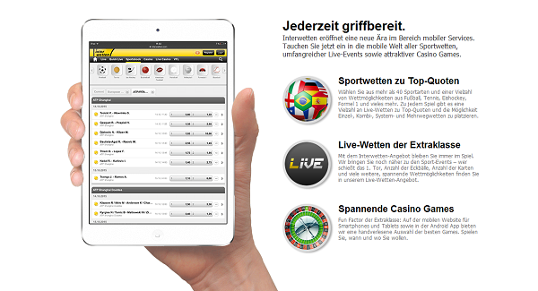 Über die App stehen alle Features und das gesamte Wettangebot von Interwetten bereit (Quelle: Interwetten)