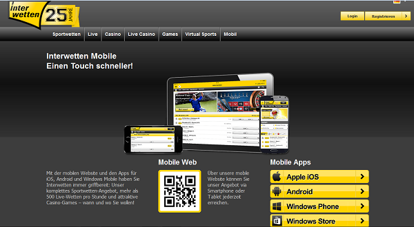 Interwetten ist mobil gesehen vielen Wettanbietern mehrere Nasenlängen voraus (Quelle: Interwetten)