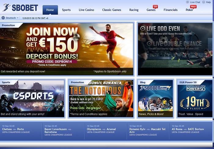 SBOBET ist ein beliebter asiatischer Sportwettenanbieter ohne Gewinnlimit (Quelle: SBOBET)