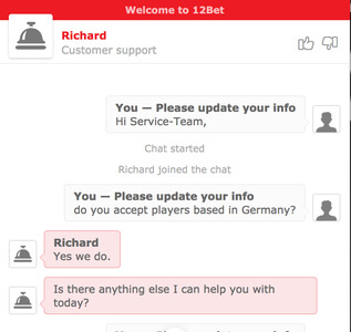 12bet Kundenservice
