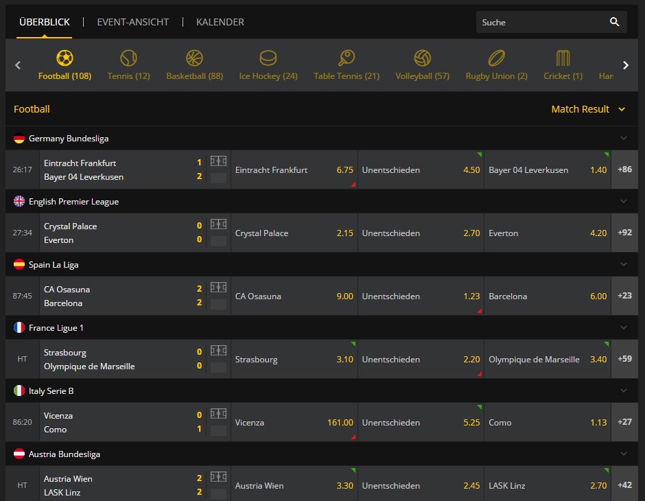 Livewetten von 18bet