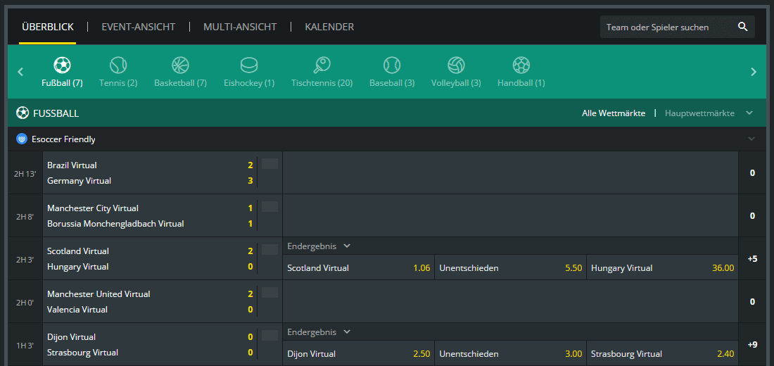 Livewetten von 1Bet