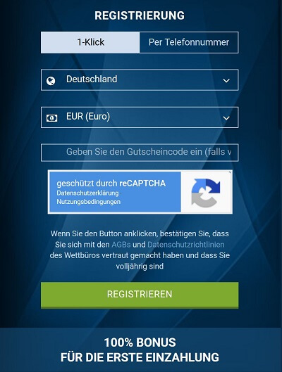 Über die Registrierung den Bonus bei 1xbet freischalten