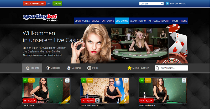 Live-Casino bei Sportingbet (Quelle: Sportingbet)