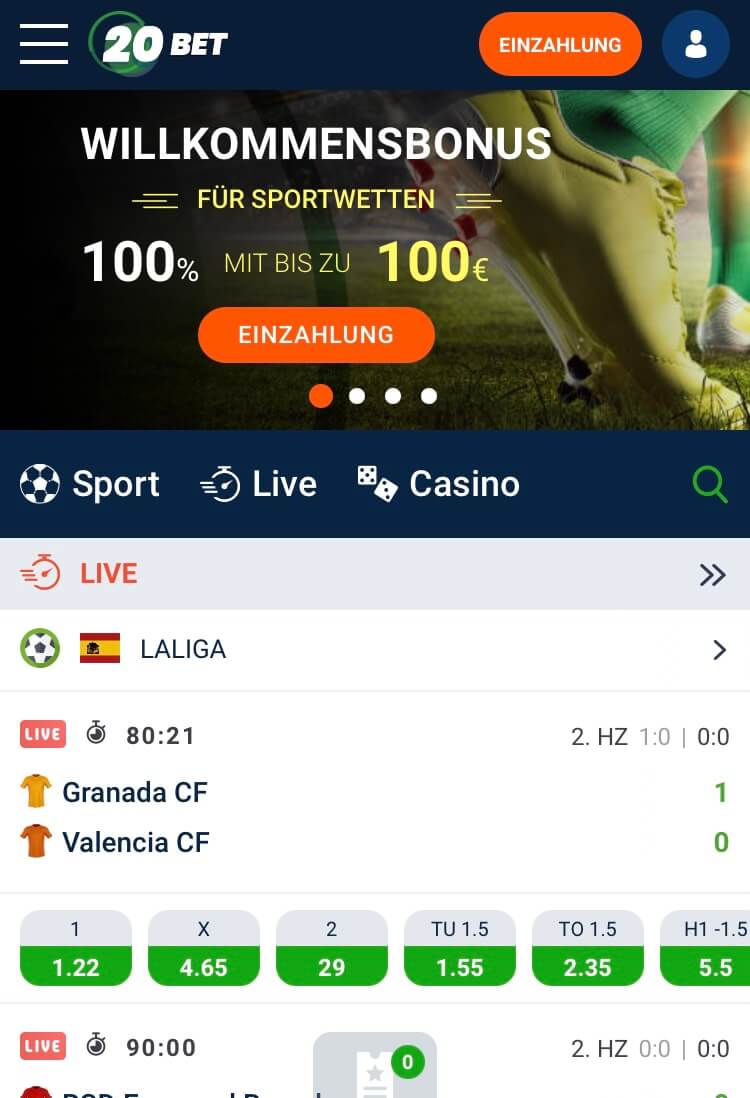 Mobile Ansicht von 20bet