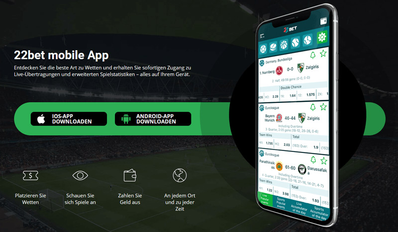 Mobile App von 22bet