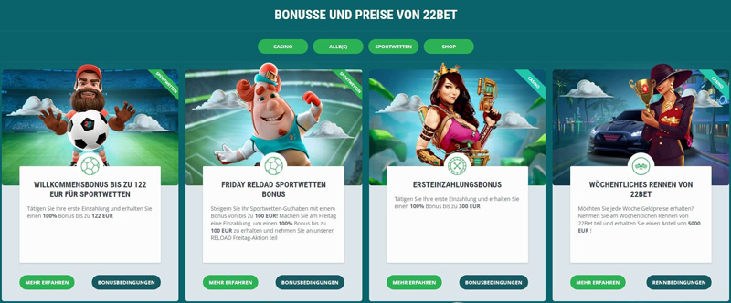 Bonusangebote von 22bet