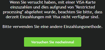 Fehlermeldung bei Babibet