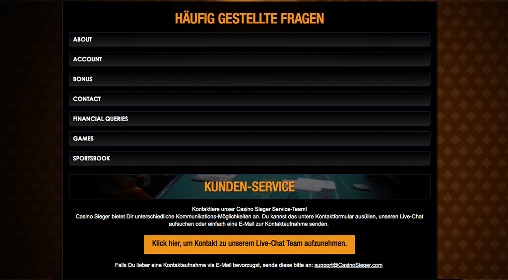 Casino Sieger Sportwetten Erfahrungsbericht – Kundenservice