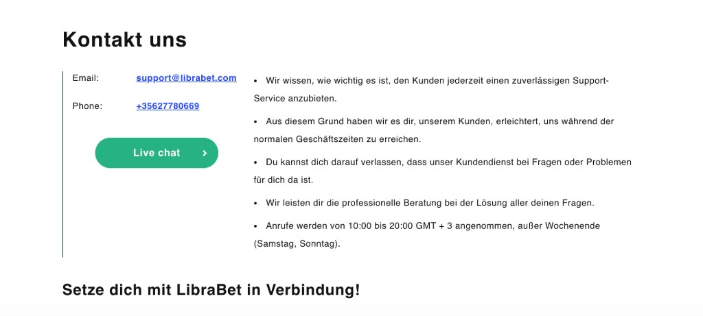 Librabet Sportwetten Erfahrungen – Kundenservice