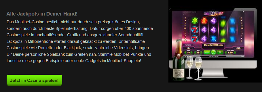 Auch das Mobilbet Casino steht mobil zur Verfügung (Quelle: Mobilbet)