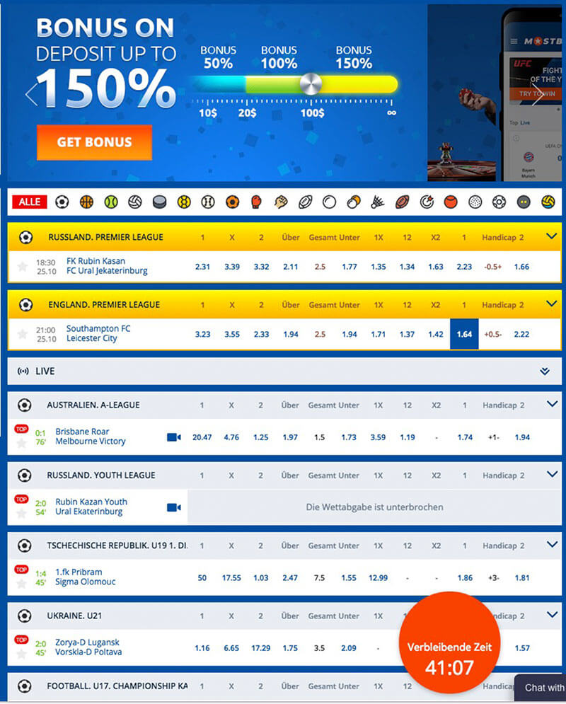 Mostbet erfahrunegn - Livewetten