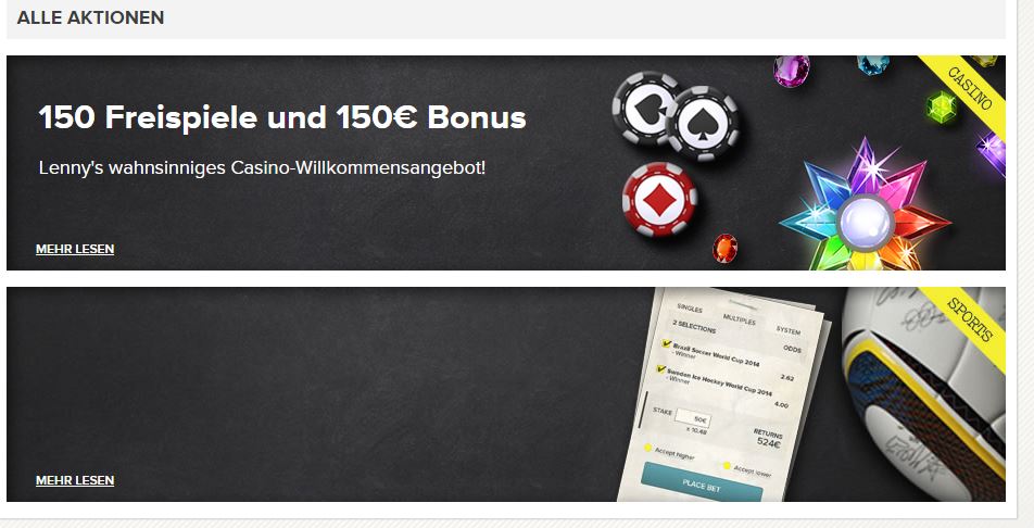 Man kann wählen zwischen Casino- oder Sports-Bonus (Quelle: SuperLenny)