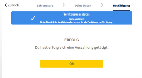 Auszahlung bei XTiP