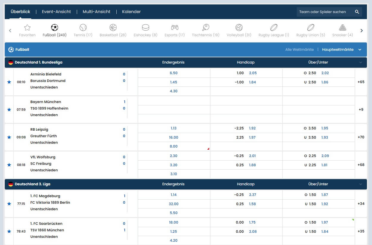 Livewetten von Babibet