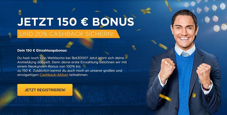 Bet3000 Bonus mit Cashback