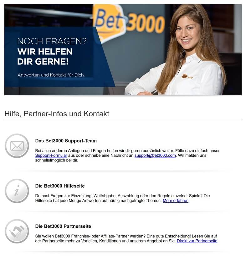 Kundenservice von Bet3000