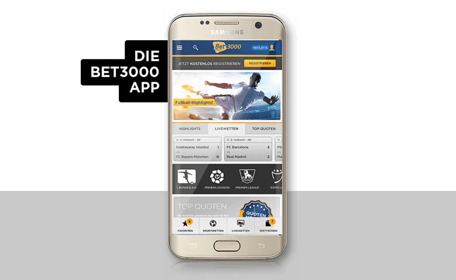 Mobile App von Bet3000