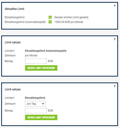 Festlegen des Einzahlungslimits bei bet-at-home