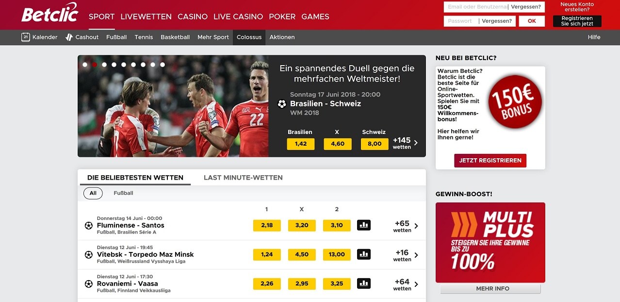 Betclic Website Übersicht