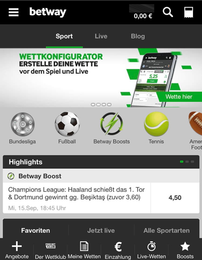 Mobile Ansicht von Betway