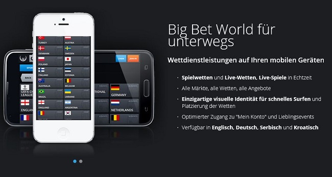 Das mobile App-Angebot von Big Bet World (Quelle: Big Bet World)