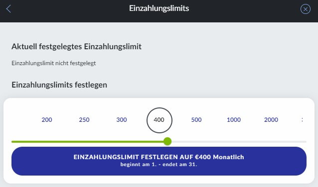 Festlegen des Einzahlungslimits bei BildBet