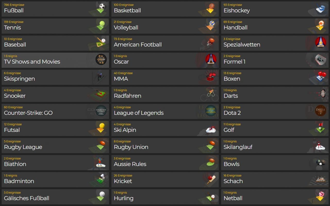 energybet auswahl sportarten