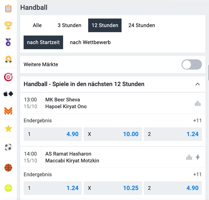 Handball Wetten bei Betano