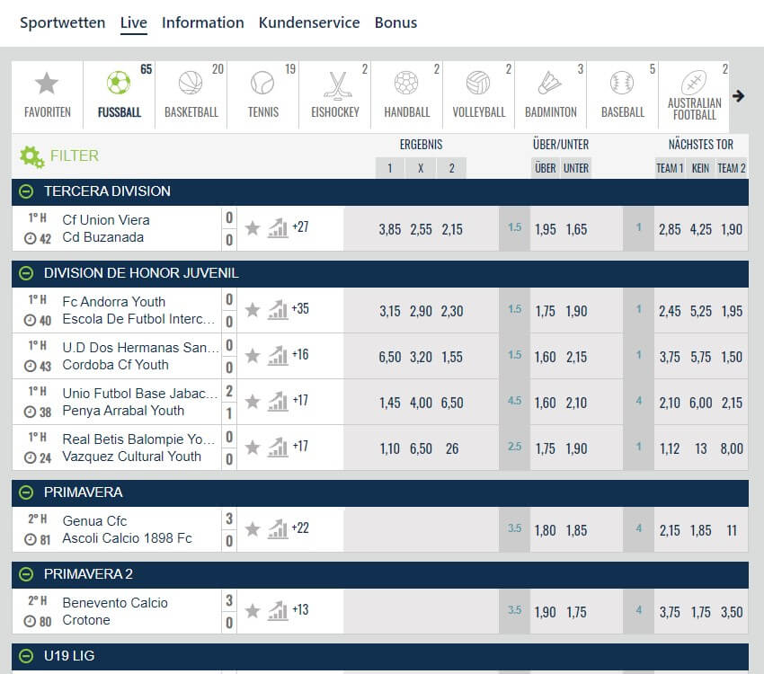 Livewetten von HPYBET