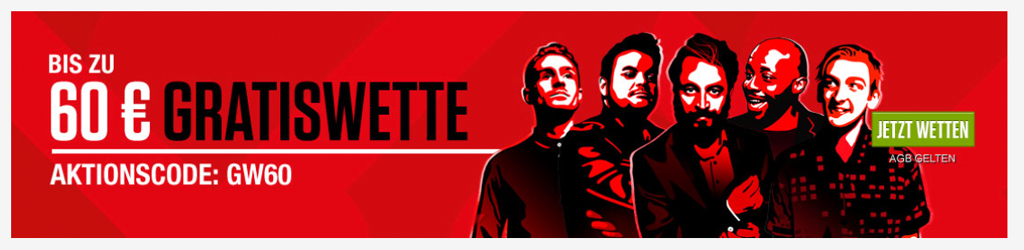 Wettanbieter Ladbrokes bietet eine Gratiswette bis zu 60 Euro (Quelle: Ladbrokes)