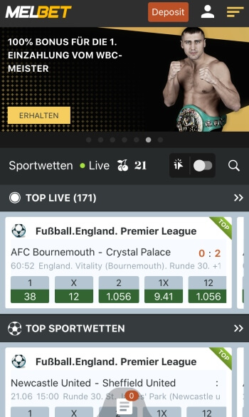 MelBet Sportwetten Erfahrungen – Mobile App