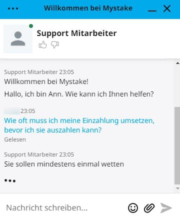 Live-Chat von Mystake