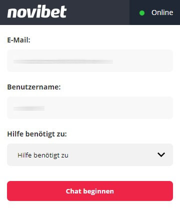 Live Chat von Novibet