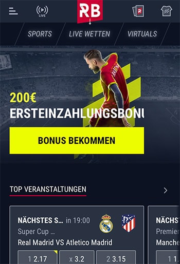 Mobile App von Rabona