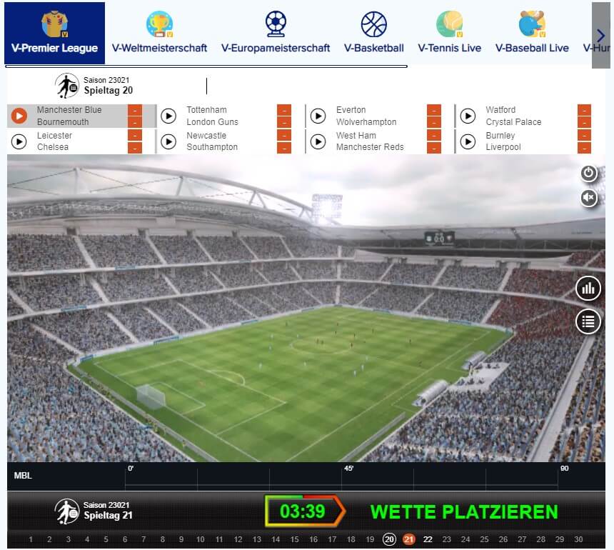 Virtuelle Wetten bei Sportaza