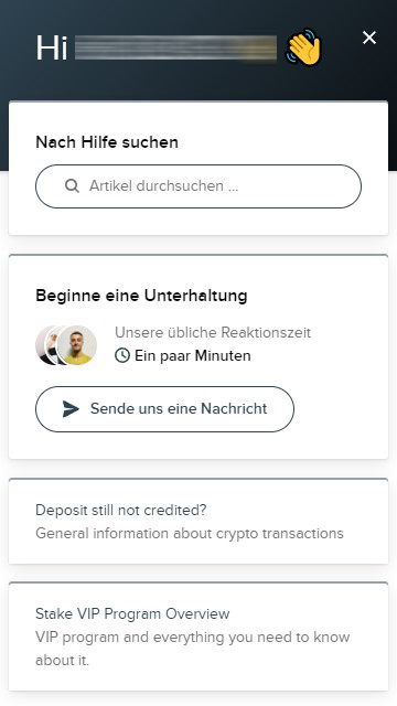 Kundenservice von Stake