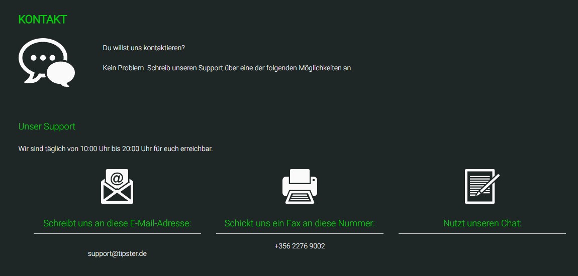 Kontaktmöglichkeiten bei Tipster