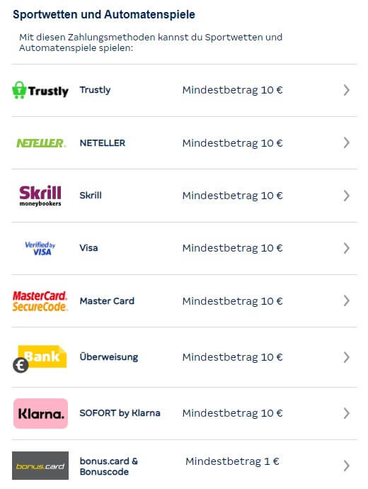 Einzahlung bei XTiP