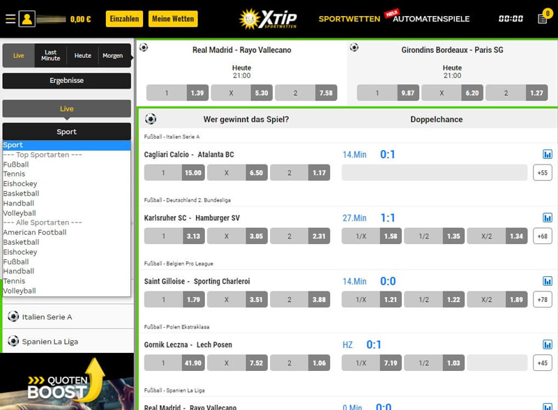 Livewetten von XTiP